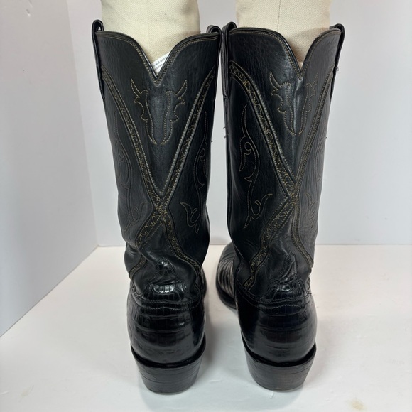 Lucchese Handmade Classic Crocodile Jones Black Embroidered Men 10.5 USA L 0311 - Picture 8 of 12
